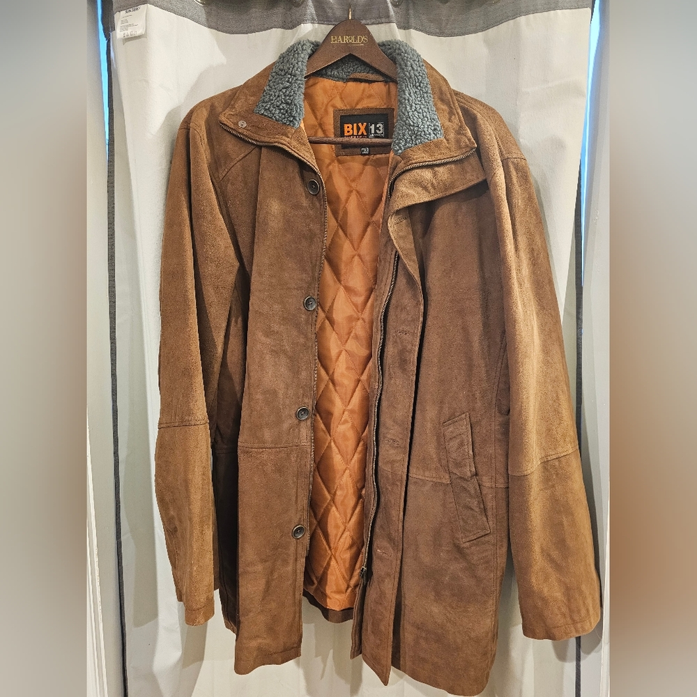 Mens size 5xl, Brown Suede Leather Jacket